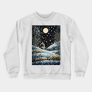 Moonlit Reverie: The Hare's Serenity Crewneck Sweatshirt